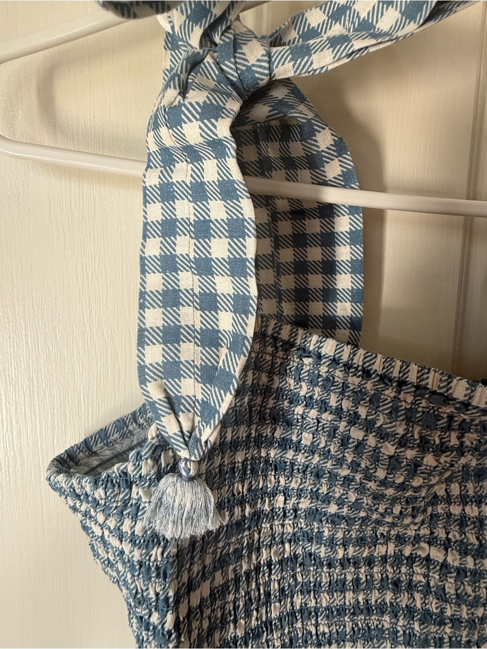 NWT Spartina 449 Blue Gingham Cottagecore Tie-Shoulder Midi Dress - Size M - Picture 5 of 9